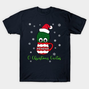 O Christmas Cactus - Cactus With A Santa Hat In A Christmas Mug T-Shirt